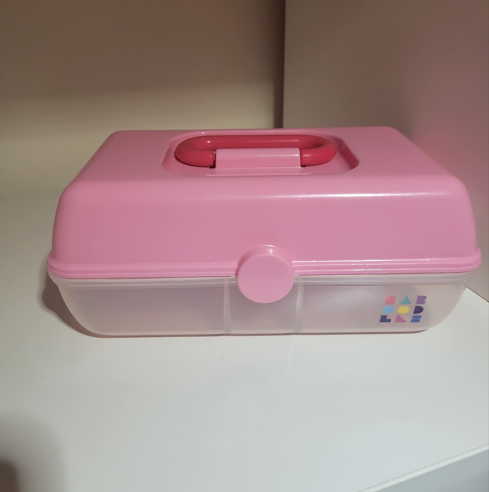 VTG small CABOODLES clear and pink Makeup Cosmetic Jewelry Organizer 80s/90s Y2K
